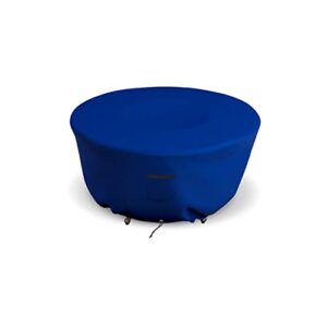 covers & all patio round fire pit cover - heavy duty 18 oz polyester full coverage outdoor fire bowl waterproof cover with air pocket and drawstring. (30"(dia) x 12"(h), blue)