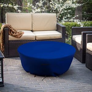 Covers & All Patio Round Fire Pit Cover - Heavy Duty 18 Oz Polyester Full Coverage Outdoor Fire Bowl Waterproof Cover with Air pocket and Drawstring. (30"(Dia) x 12"(H), Blue)