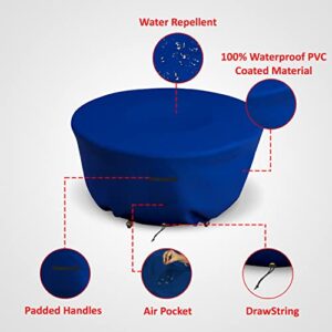 Covers & All Patio Round Fire Pit Cover - Heavy Duty 18 Oz Polyester Full Coverage Outdoor Fire Bowl Waterproof Cover with Air pocket and Drawstring. (30"(Dia) x 12"(H), Blue)