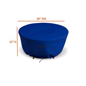 Covers & All Patio Round Fire Pit Cover - Heavy Duty 18 Oz Polyester Full Coverage Outdoor Fire Bowl Waterproof Cover with Air pocket and Drawstring. (30"(Dia) x 12"(H), Blue)