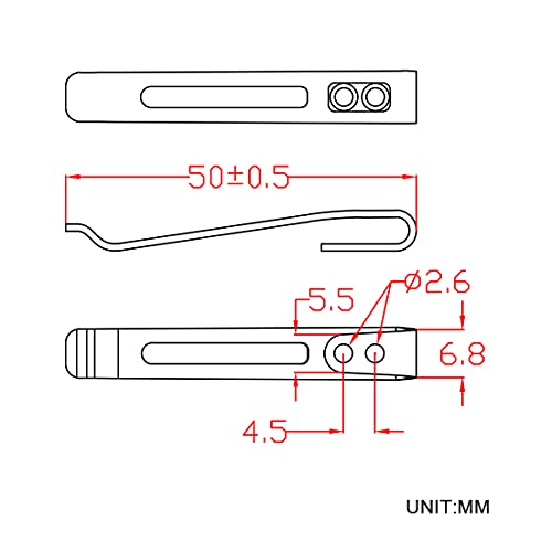 CIVIVI Deep Carry Pocket Clip for EDC Knife with Recessed Screw Hole, NOT Screws Included CA-05A