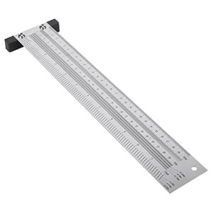 Ultra Precision Marking T-Rule Hole Ruler Stainless Scribing Mark Carpenter Line Gauge Carpenter Measuring Tool(12 inches)