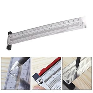 Ultra Precision Marking T-Rule Hole Ruler Stainless Scribing Mark Carpenter Line Gauge Carpenter Measuring Tool(12 inches)