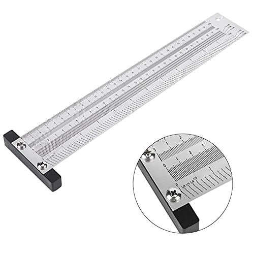 Ultra Precision Marking T-Rule Hole Ruler Stainless Scribing Mark Carpenter Line Gauge Carpenter Measuring Tool(12 inches)