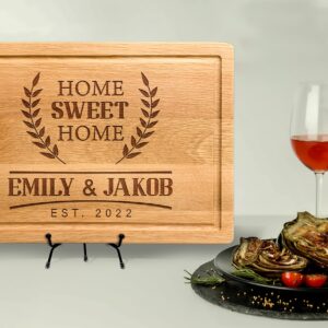 Customized New Home Housewarming Gift, Home Owner Couple Gift Ideas, Personalized Home Sweet Home Bamboo Cutting Board Present for First Home Buyer, Real Estate Engraved Gifts for New Home Buyer Gift