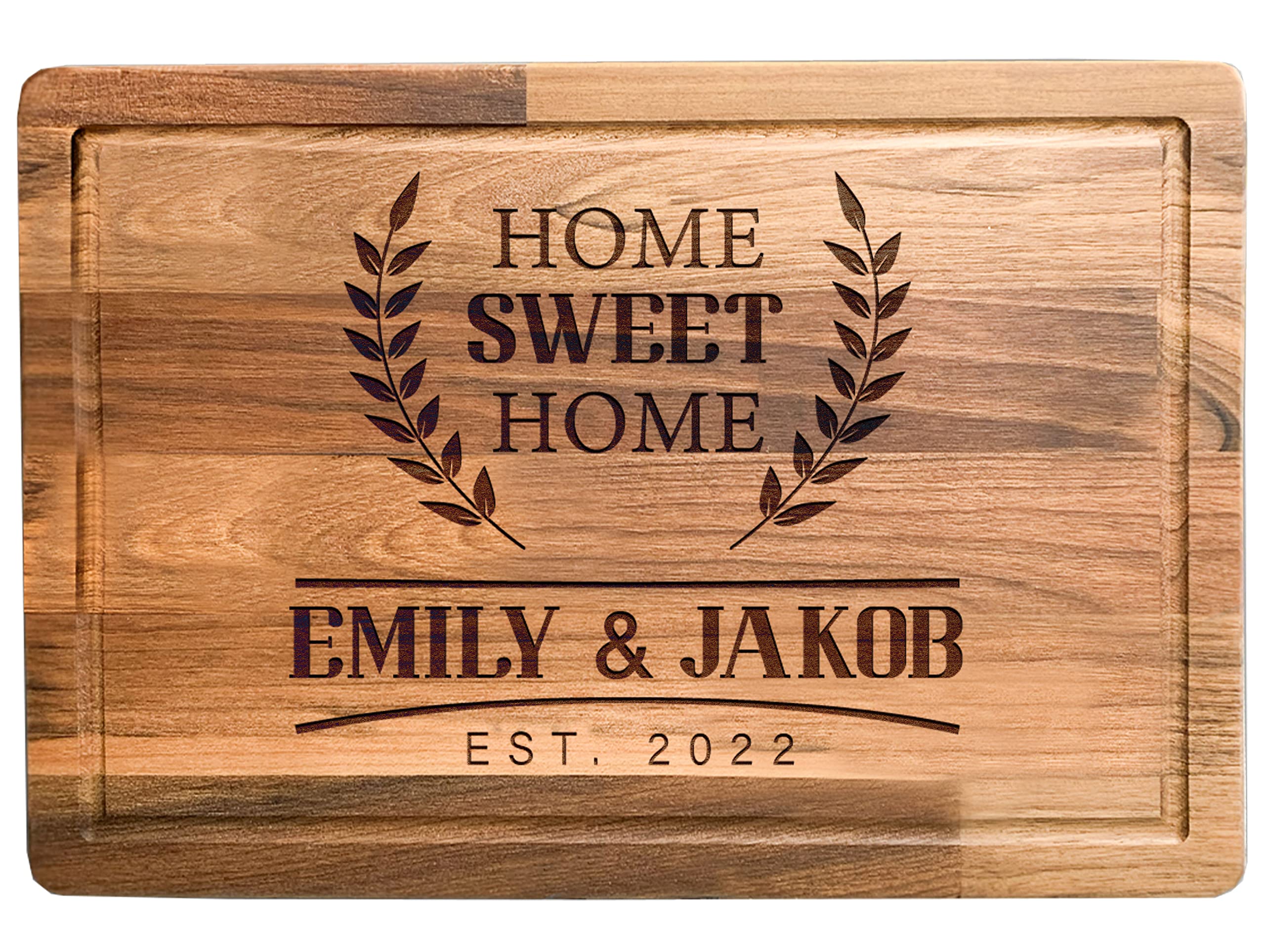 Customized New Home Housewarming Gift, Home Owner Couple Gift Ideas, Personalized Home Sweet Home Bamboo Cutting Board Present for First Home Buyer, Real Estate Engraved Gifts for New Home Buyer Gift