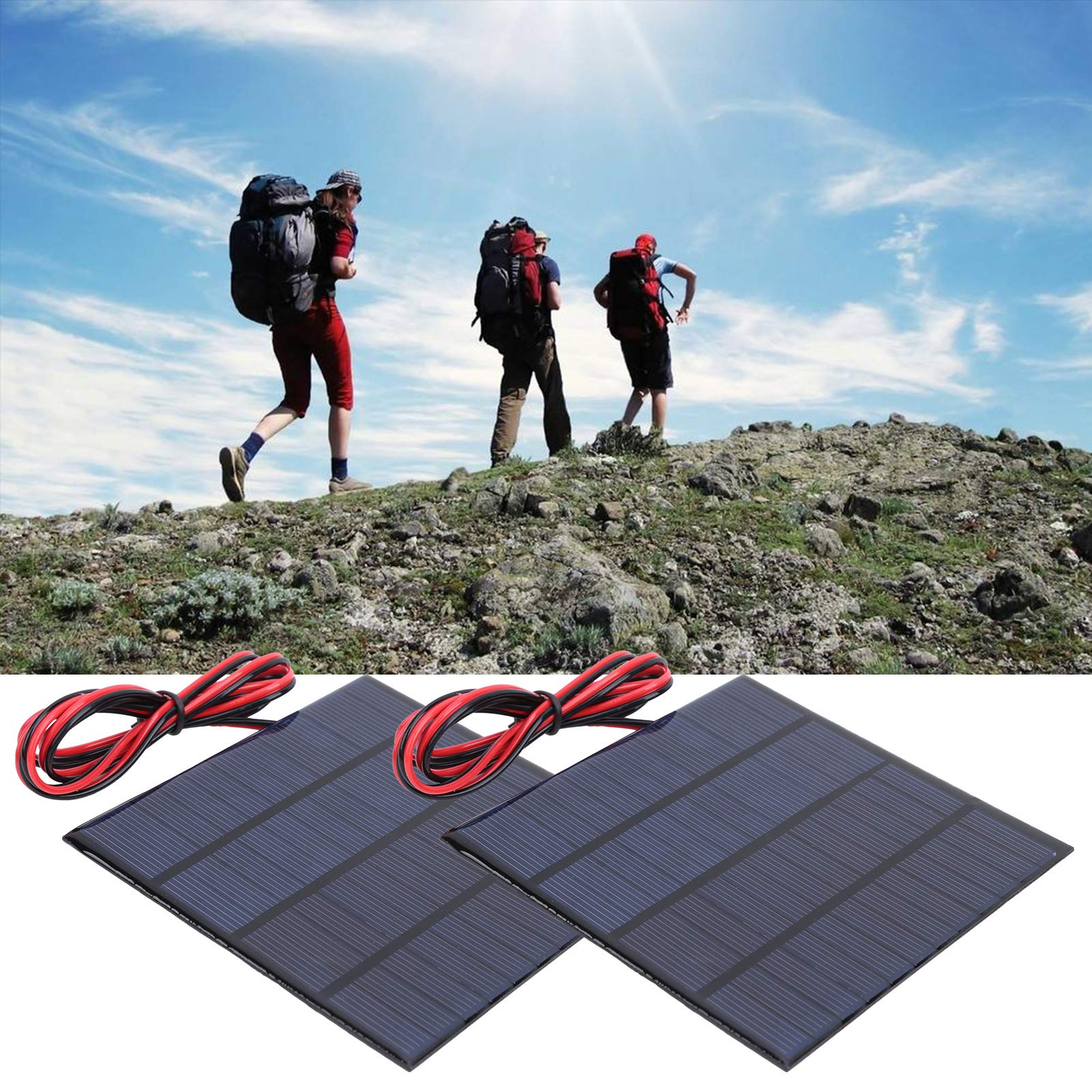 Hilitand 2Pcs DC 12V 150mA Solar Panel Mini Solar Battery Module with 1m Cable DIY Polysilicon Solar Cell Charger