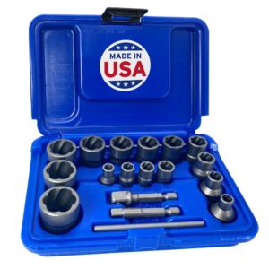 18-piece bolt lug nut extractor socket set with razorgrip - made in usa steel