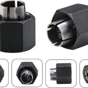 Thaekuns 2 piece Router Collet Kit 1/4" and 1/2" fits for Dewalt 326286-04, 326286-03, Bosch 2610906283, 2610906284, Hitachi 323-293, 323-421,Big Horn 19691,19693&RC025DW,RC050DW