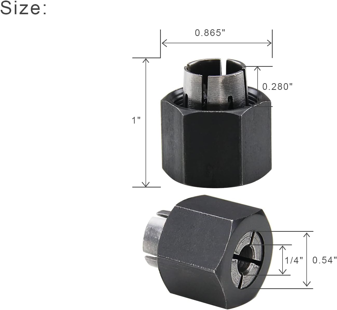 Thaekuns 2 piece Router Collet Kit 1/4" and 1/2" fits for Dewalt 326286-04, 326286-03, Bosch 2610906283, 2610906284, Hitachi 323-293, 323-421,Big Horn 19691,19693&RC025DW,RC050DW