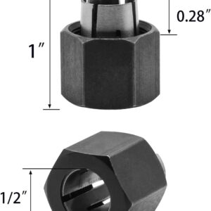 Thaekuns 2 piece Router Collet Kit 1/4" and 1/2" fits for Dewalt 326286-04, 326286-03, Bosch 2610906283, 2610906284, Hitachi 323-293, 323-421,Big Horn 19691,19693&RC025DW,RC050DW