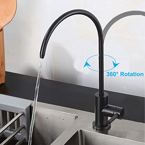 HogarDeco Drinking Water Faucet, Kitchen Beverage Faucet in 304 Stainless Steel, Non-Air-Gap Pure Water Filter Faucet for Sink, Fit for Reverse Osmosis Water Purify System (Brushed Brass)