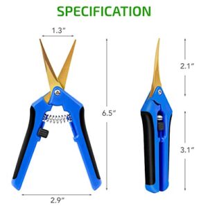 iPower 4-Pack 6.5 Inch Gardening Hand Pruner Pruning Shears with Titanium Coated Curved Precision Blades for Plant, Blue