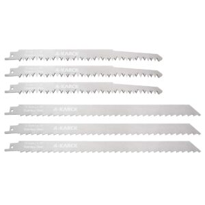 a-karck food reciprocating saw blades for frozen meat 6 pack, unpainted stainless steel saw blades for food cutting included 9" and 12"
