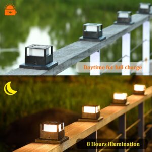 MAGGIFT 2 Pack Solar Post Lights, 20 Lumen Outdoor Warm White High Brightness SMD LED Lighting Solar Powered Cap Light, Fits 4x4, 5x5 or 6x6 Wooden Posts, Waterproof for Yard Fence Deck or Patio