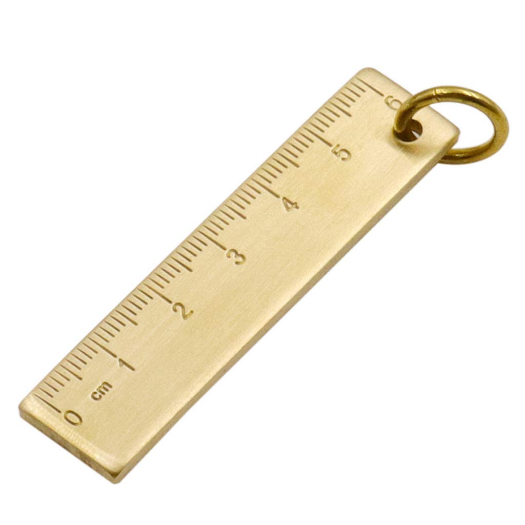 HELYZQ Portable 6cm Small Copper Ruler 3mm Thickened Brass Metal Ruler Keychain Rule