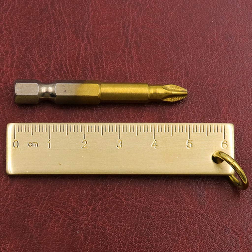 HELYZQ Portable 6cm Small Copper Ruler 3mm Thickened Brass Metal Ruler Keychain Rule