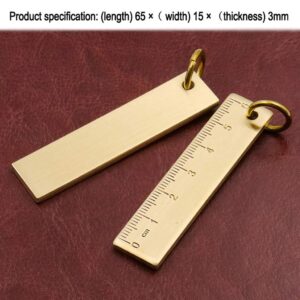 HELYZQ Portable 6cm Small Copper Ruler 3mm Thickened Brass Metal Ruler Keychain Rule