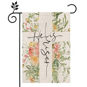 crowned beauty easter he is risen garden flag 12×18 inch small vertical double sided for outside holiday yard flag cf058-12
