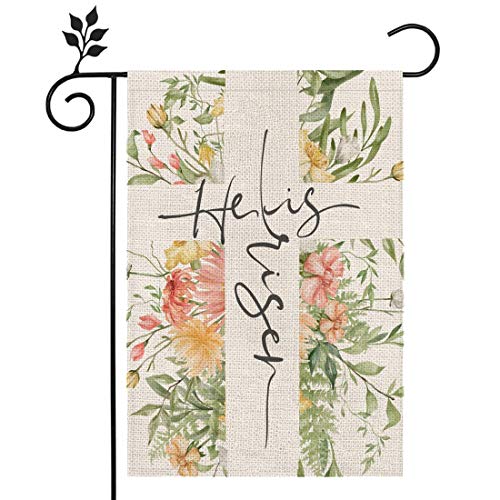 CROWNED BEAUTY Easter He Is Risen Garden Flag 12×18 Inch Small Vertical Double Sided for Outside Holiday Yard Flag CF058-12