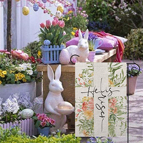 CROWNED BEAUTY Easter He Is Risen Garden Flag 12×18 Inch Small Vertical Double Sided for Outside Holiday Yard Flag CF058-12