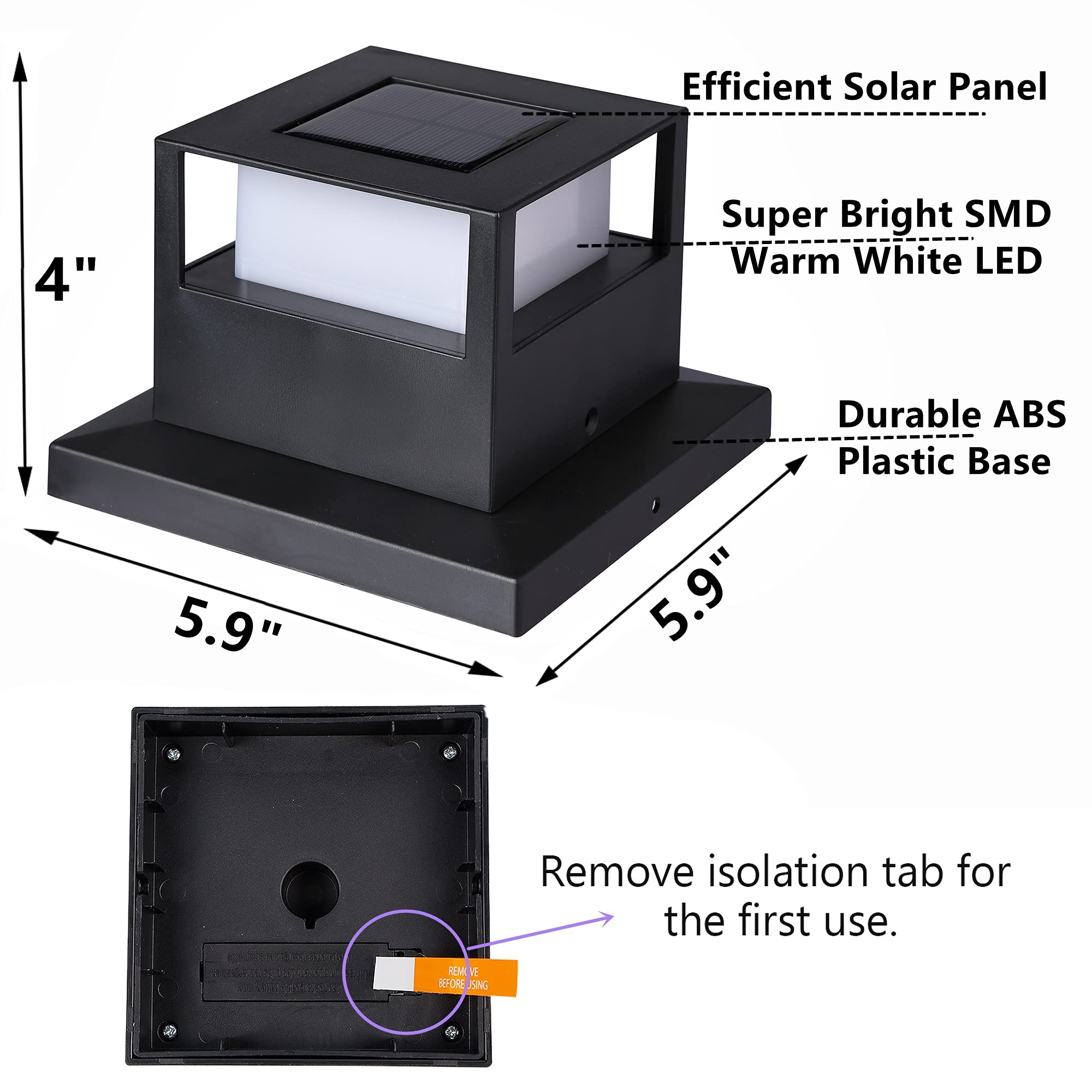 MAGGIFT 4 Pack Solar Post Lights, 20 Lumen Outdoor Warm White High Brightness SMD LED Lighting Solar Powered Cap Light, Fits 4x4, 5x5 or 6x6 Wooden Posts, Waterproof for Yard Fence Deck or Patio