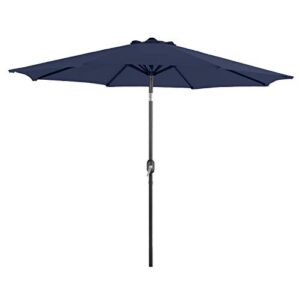phi villa 10ft patio umbrella clearance, outdoor market table umbrellas with 8 ribs and push button tilt for garden deck & poolside, navy blue