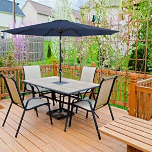 PHI VILLA 10ft Patio Umbrella Clearance, Outdoor Market Table Umbrellas with 8 Ribs and Push Button Tilt for Garden Deck & Poolside, Navy Blue