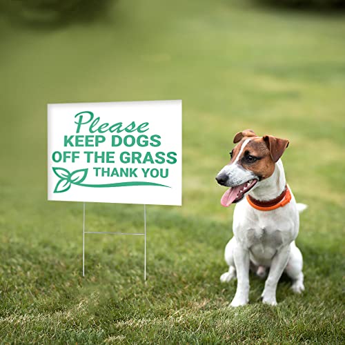 2 PC Please Keep Off Grass Sign with Stake - 8 x 12 Coroplast No Pooping Dog Signs for Yard - Stay Off Grass Sign - Keep Dogs Off Lawn Sign