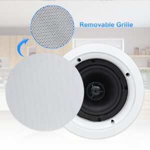 Herdio 5.25” Flush Mount Bluetooth Ceiling Speaker System Max Power 600 Watts Perfect for Humid Indoor Outdoor, Kitchen,Bedroom,Bathroom,Home Theater,Covered Porches(4 Pcs)