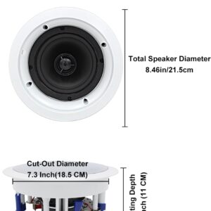 Herdio 5.25” Flush Mount Bluetooth Ceiling Speaker System Max Power 600 Watts Perfect for Humid Indoor Outdoor, Kitchen,Bedroom,Bathroom,Home Theater,Covered Porches(4 Pcs)