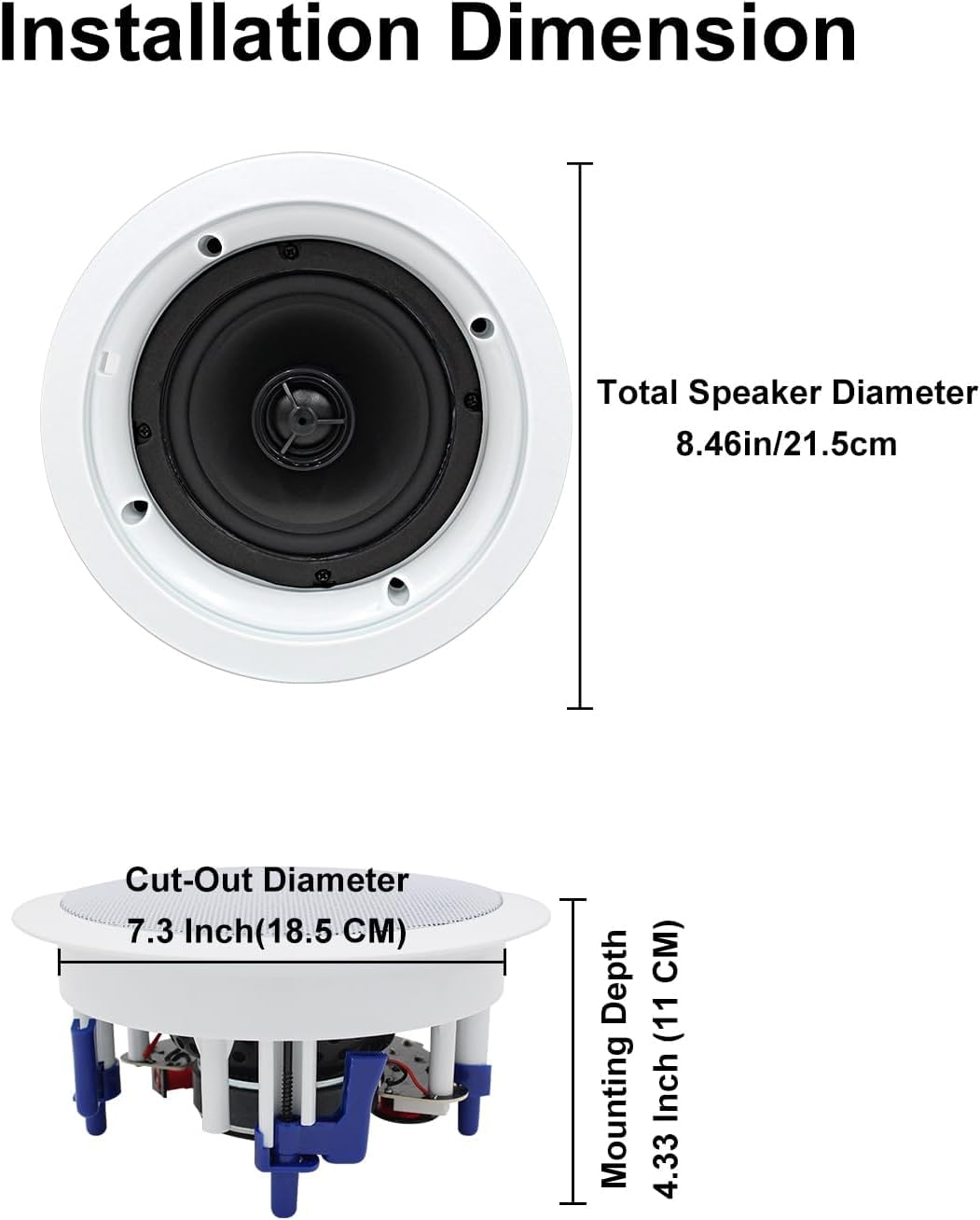 Herdio 5.25” Flush Mount Bluetooth Ceiling Speaker System Max Power 600 Watts Perfect for Humid Indoor Outdoor, Kitchen,Bedroom,Bathroom,Home Theater,Covered Porches(4 Pcs)