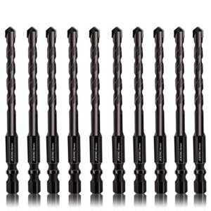 10 pieces 6mm masonry drill bits set, joeric 1/4 inch ceramic drill bit concrete drill bits for ceramic tile wood porcelain mirror plastic marble wall with strength carbide tips