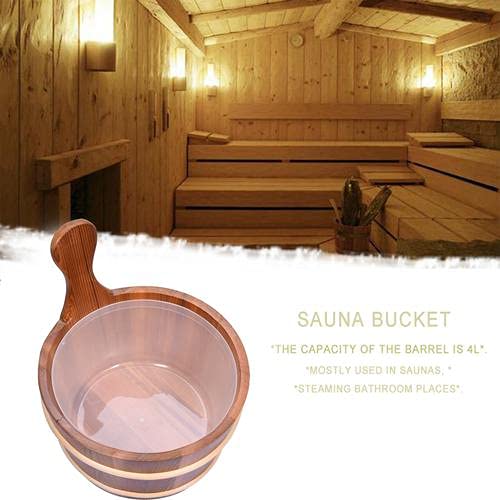 Astarama Sauna Bucket and Ladle, Handmade Cedar Wooden Hot Tub Barrel Sauna Natural Sauna Spa Accessory Bath Accessories Supplies