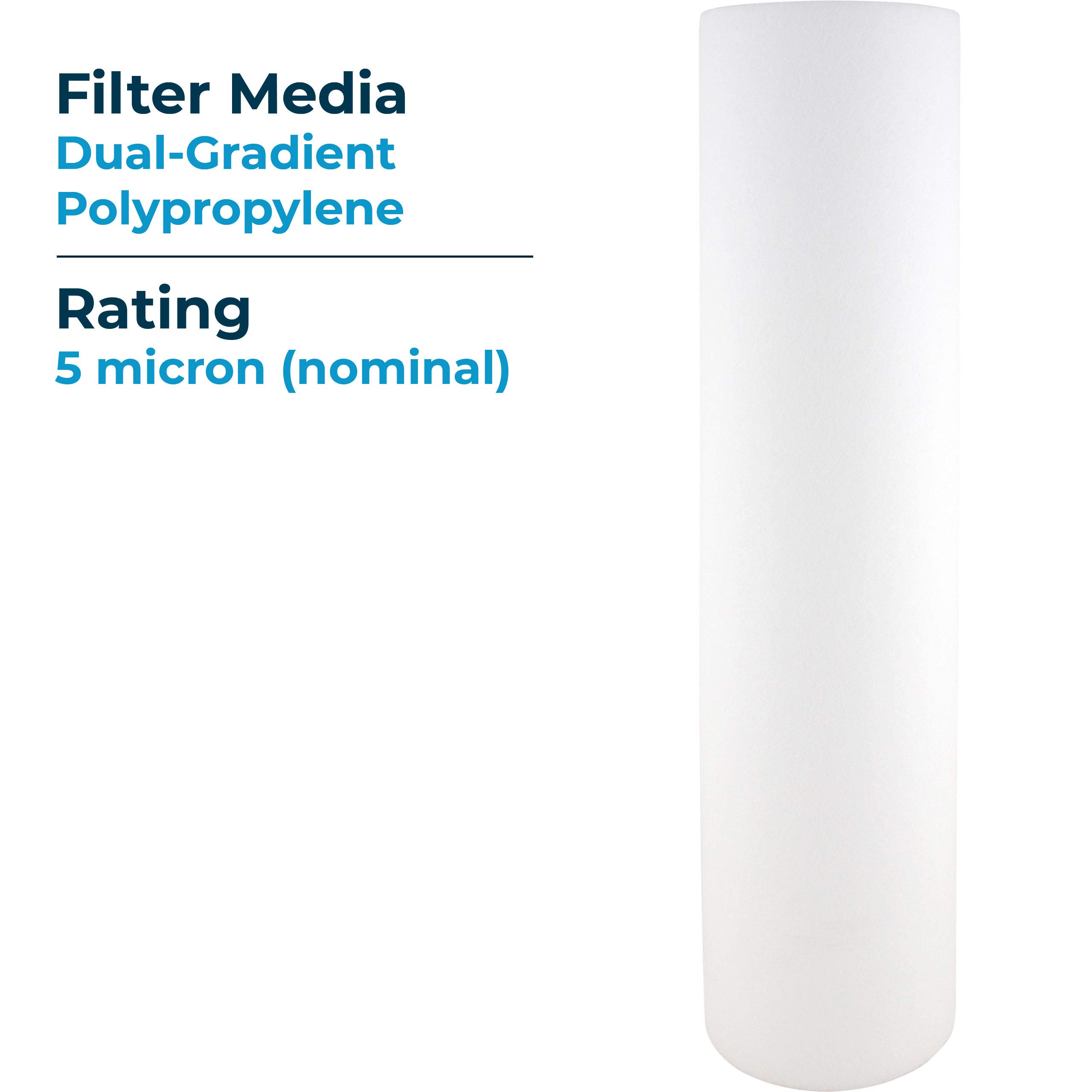 SpiroPure SP-DD-5005-20BB 20x4.5 BB 5 Micron Spun Melt-Blown Polypropylene Water Filter Cartridge SDC-45-2005 DGD-5005-20 155358-43 (Case of 6)