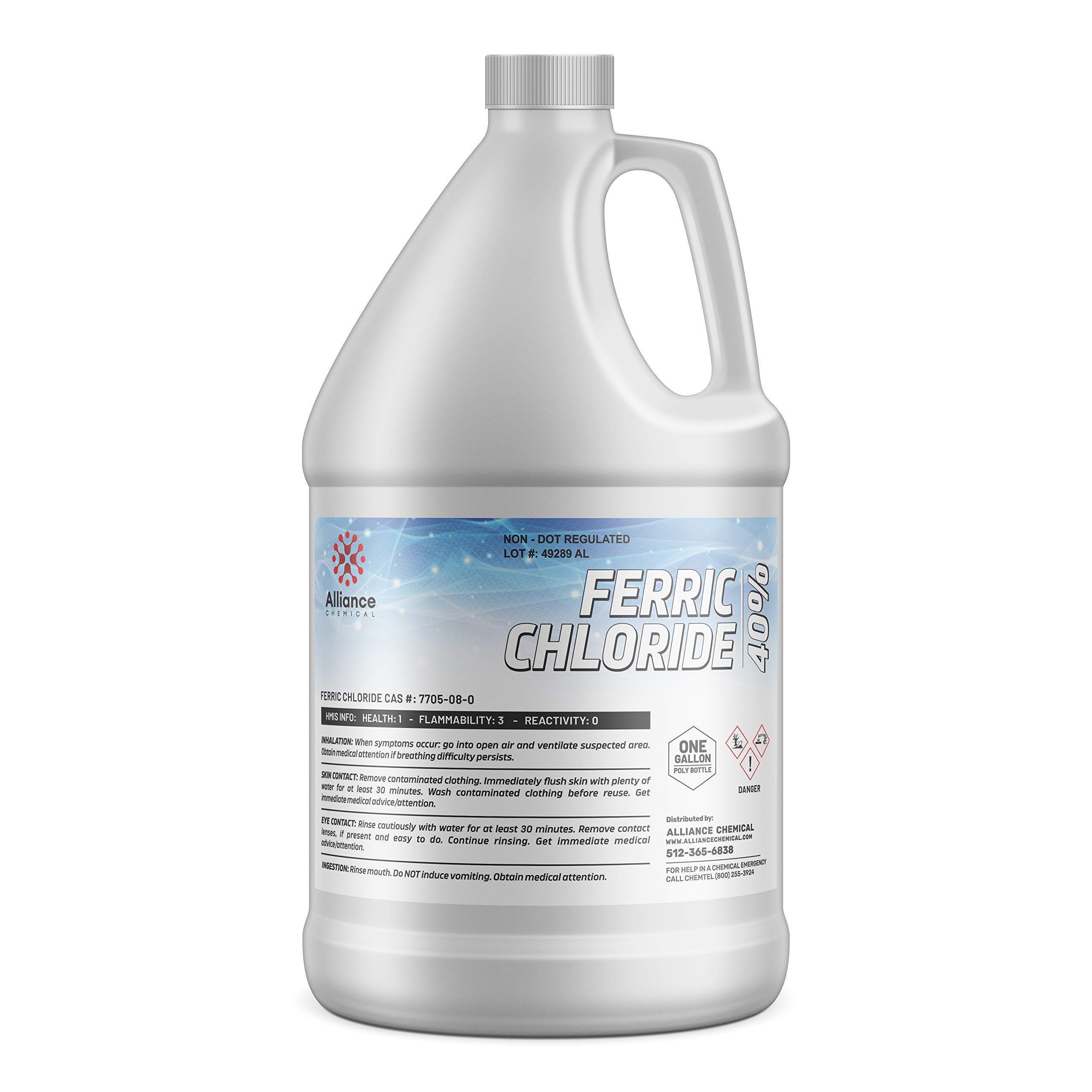 Ferric Chloride 40% - 1 Gallon - 128 FL Oz - Copper Etchant Solution - Uses: Water Treatment - Domestically Sourced Chemical - Made in America - Alliance Chemical