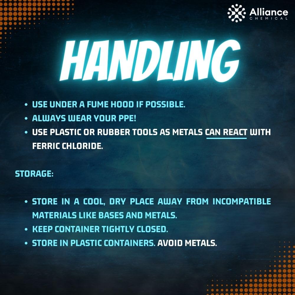 Ferric Chloride 40% - 1 Gallon - 128 FL Oz - Copper Etchant Solution - Uses: Water Treatment - Domestically Sourced Chemical - Made in America - Alliance Chemical