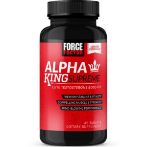 force factor alpha king supreme testosterone booster for men with fenugreek seed & ashwagandha to increase drive & vitality, boost performance, and build muscle & strength, 120 tablets