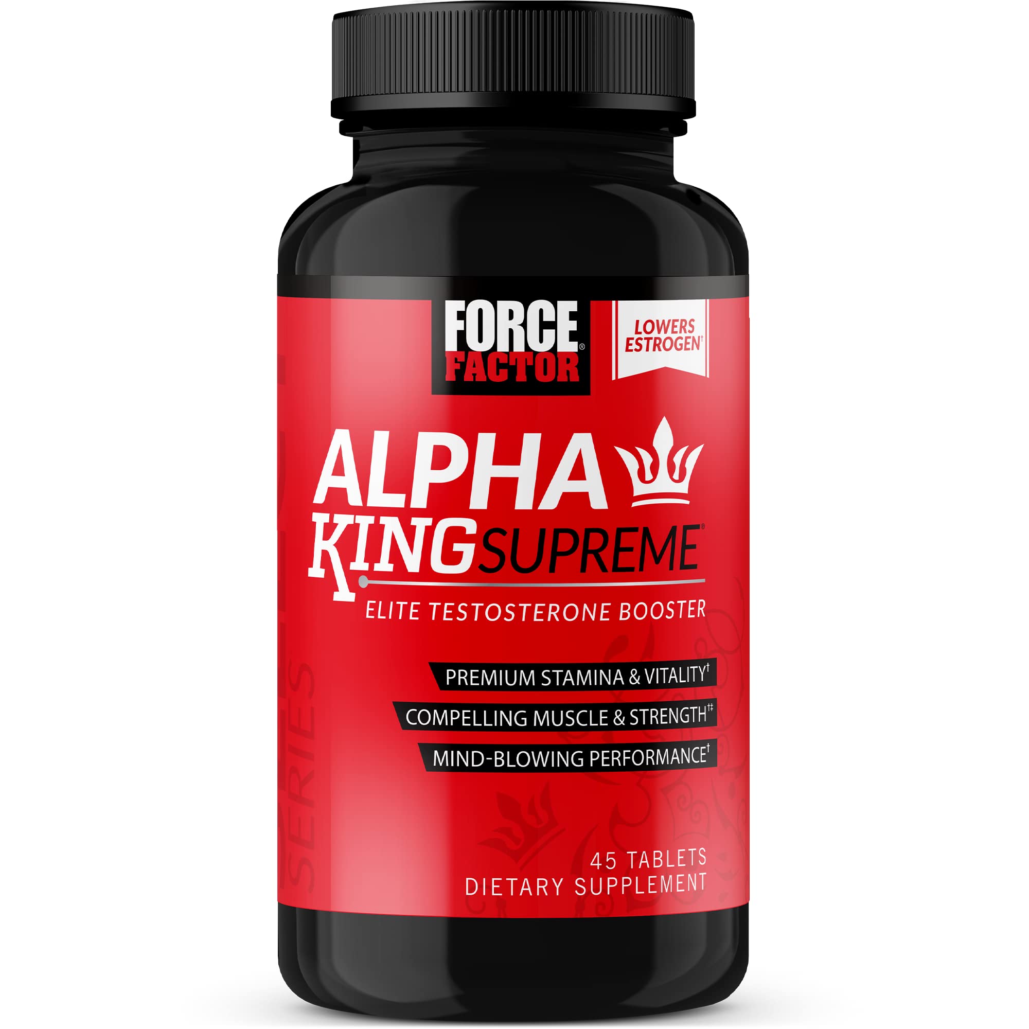 FORCE FACTOR Alpha King Supreme Testosterone Booster for Men with Fenugreek Seed & Ashwagandha to Increase Drive & Vitality, Boost Performance, and Build Muscle & Strength, 120 Tablets