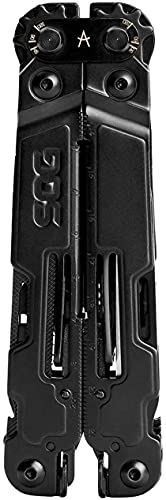 SOG PowerAccess Deluxe All-Around Heavy Duty Stainless Steel Multi-Tool w/Nylon Sheath, Two Knife Blades, Can & Bottle Opener, Black