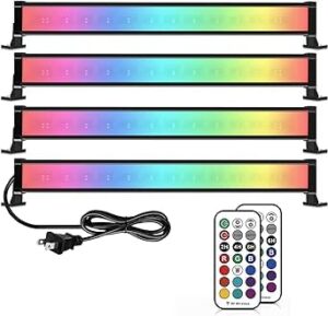 meikee 4 pack 25w rgbw led wall washer light, color changing led strip light with rf remote, ip66 waterproof rgb led light bar for outdoor indoor lighting projects wedding church party stage