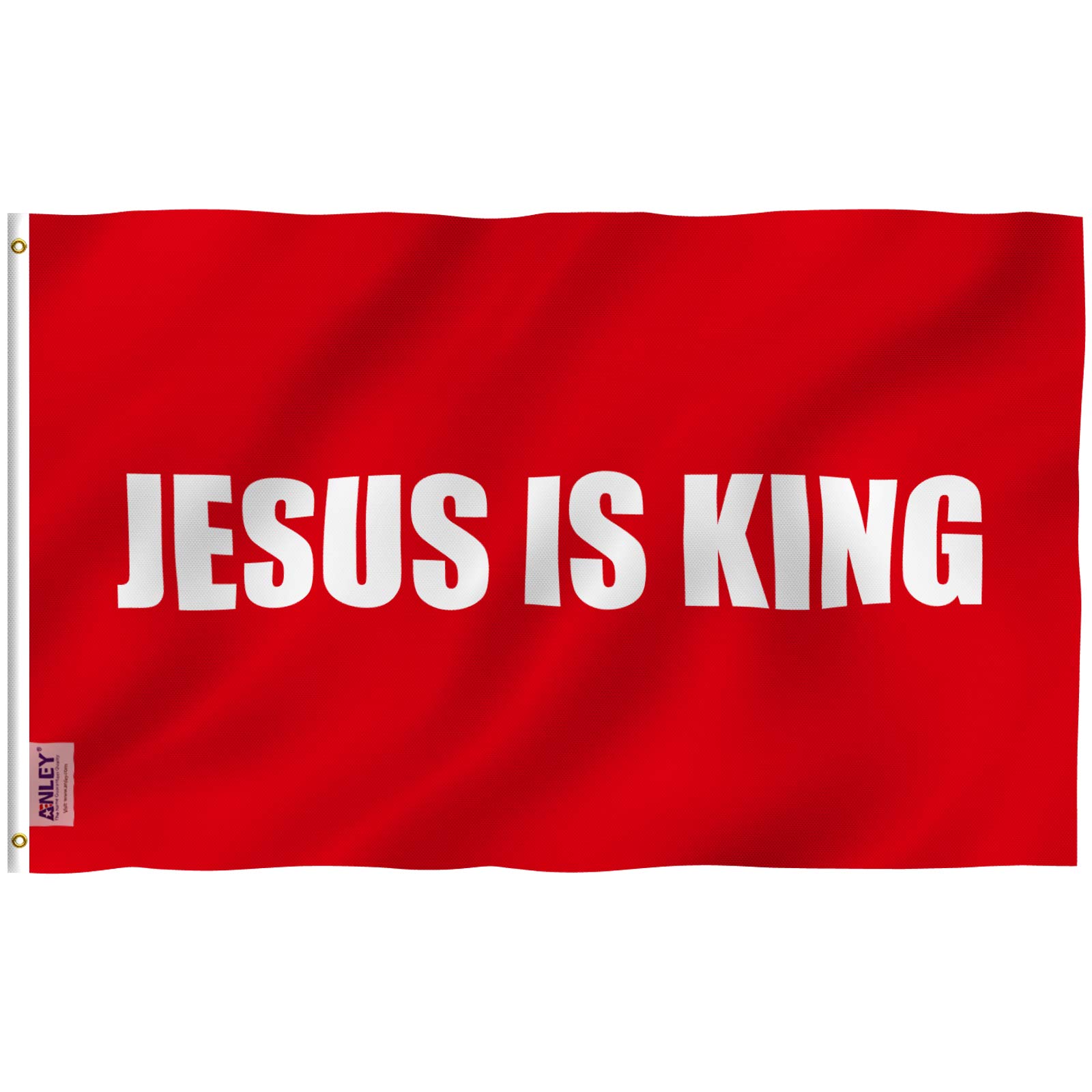 Anley Fly Breeze 3x5 Foot Jesus is King Flag - Vivid Color and Fade proof - Canvas Header and Double Stitched - White Christian Flags Polyester with Brass Grommets 3 X 5 Ft