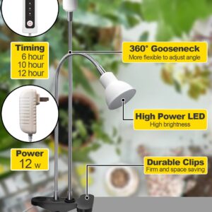 APLANT Grow Light for Indoor Plants, Desk Clip Plant Light with Cool White Red Blue LEDs,14W Flexible Dual Head Plant Lamp with Auto Timer 6/10/12H, Out of The Box Plant Grow Light for House Plants