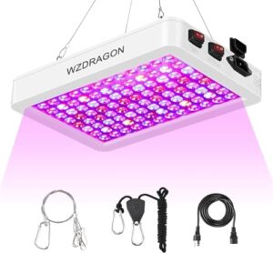 wzdragon 2024 newest bw1000 led grow lights double chips full spectrum for greenhouse and indoor plant veg and flower growing [white]