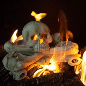 Stanbroil Fire Pits Imitated Human Skull and Bones for Indoors Outdoors Campfire, Fireplace, Halloween Party Decor, White - Patent Pending