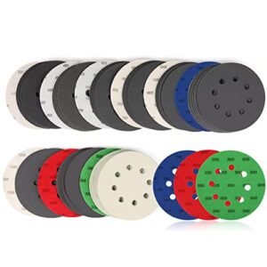 70PCS Wet Dry Sanding Discs, Gibolin 5 Inch 8 Hole Hook and Loop Sandpaper, 400 600 800 1000 1500 2000 3000 Assorted Grits Sanding Sheet, Orbital Dustless Sander for Wood Car Boat Polishing Finishing