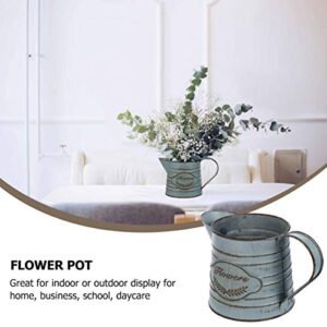 DOITOOL Metal Buckets Flower Pot Galvanized Tinplate Tin Pails Planter Pot Garden Container Vintage Bonsai Pot Pitcher Holder Farmhouse vase for Home Garden Dried Fresh Flower