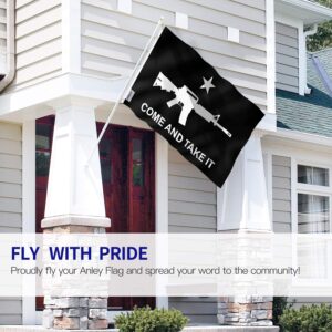 Anley Fly Breeze 3x5 Foot M-4 Gonzales Come and Take It Flag - Vivid Color and Fade proof - Canvas Header and Double Stitched - M4 Carbine Flags Polyester with Brass Grommets 3 X 5 Ft (Black)