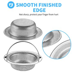 JULUJU 2 Pack Upgrade Kitchen Sink Strainer (Sink Drain Strainer) - 304 Stainless Steel Rust Free, Fordable Handle, 4.5 Inch Diameter