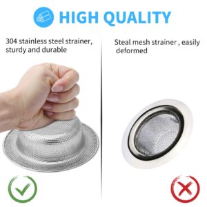 JULUJU 2 Pack Upgrade Kitchen Sink Strainer (Sink Drain Strainer) - 304 Stainless Steel Rust Free, Fordable Handle, 4.5 Inch Diameter